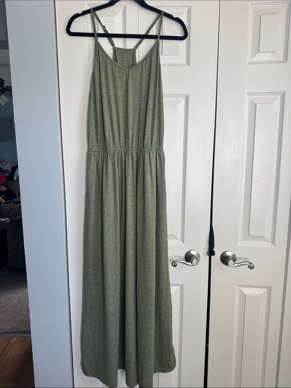 Olive Green Maxi Dress with Adjustable Straps